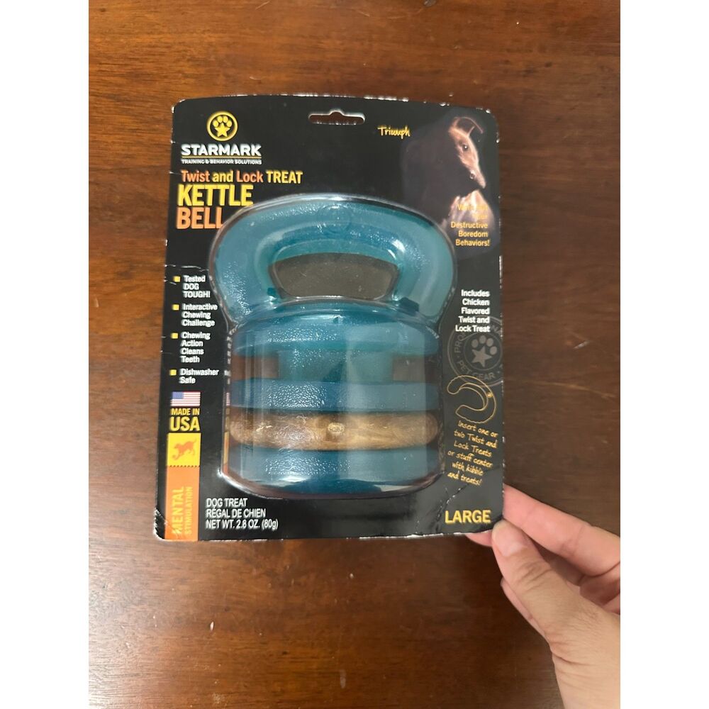 Starmark Twist & Lock KettleBell Large Dog Toy Treat Dispenser Interactive NEW